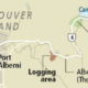 A map detailing the area of planned logging.