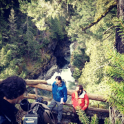 AFA's Ken Wu and Friends of Stillwater Bluffs' Jason Addy holding a press conference with the Times Colonist and CTV at the Sooke Potholes calling for a BC Park Acquisition Fund.